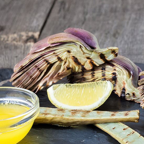 Grilled Artichokes and Stems