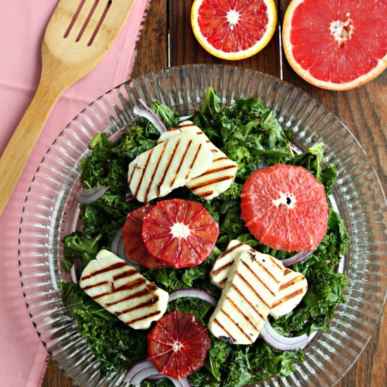 Kale Citrus Salad with Halloumi