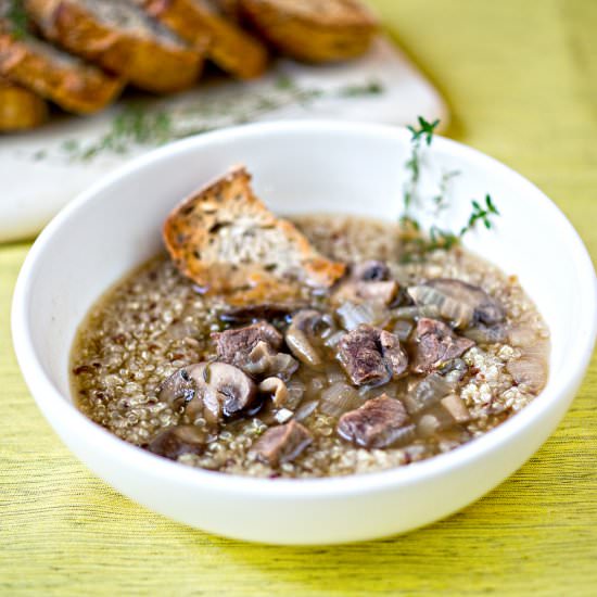 Venison Mushroom Soup with Quinoa