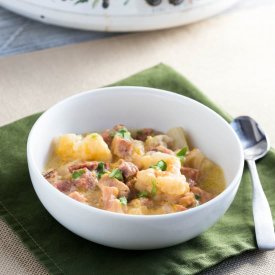 Crock Pot Ham Cauliflower Stew