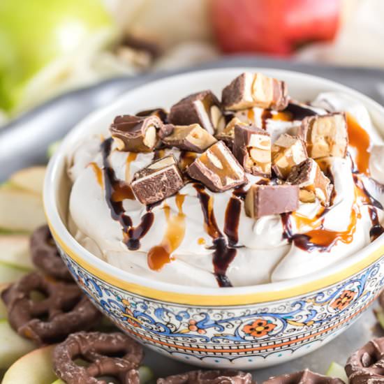 Caramel Snickers Cheesecake Dip