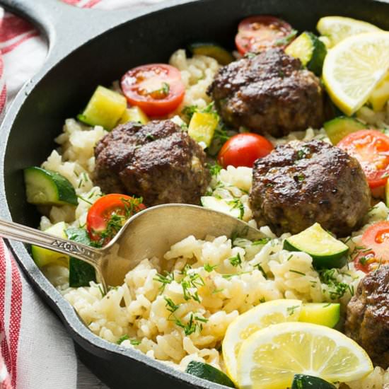 Greek Meatballs with Lemon Rice