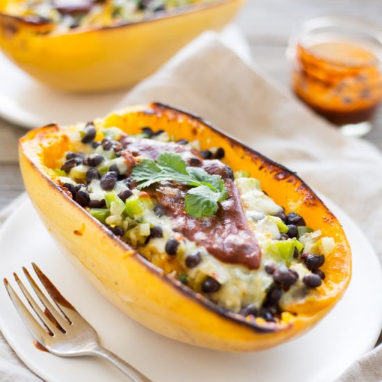 Enchilada Spaghetti Squash Boats