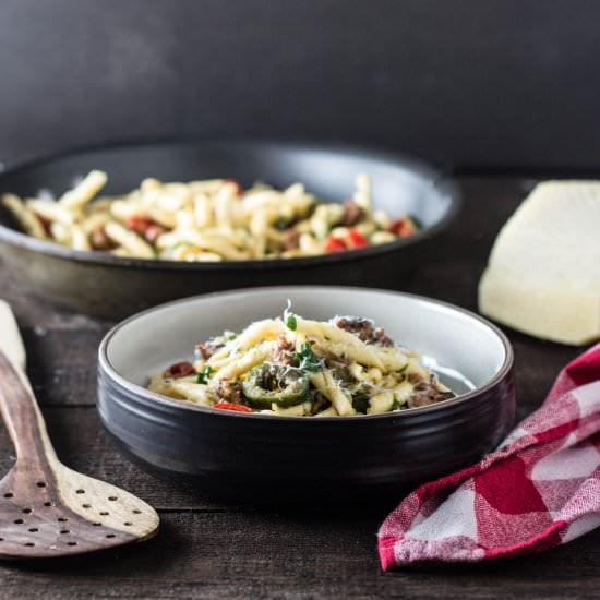 Pasta with Lamb Sausage & Chilies