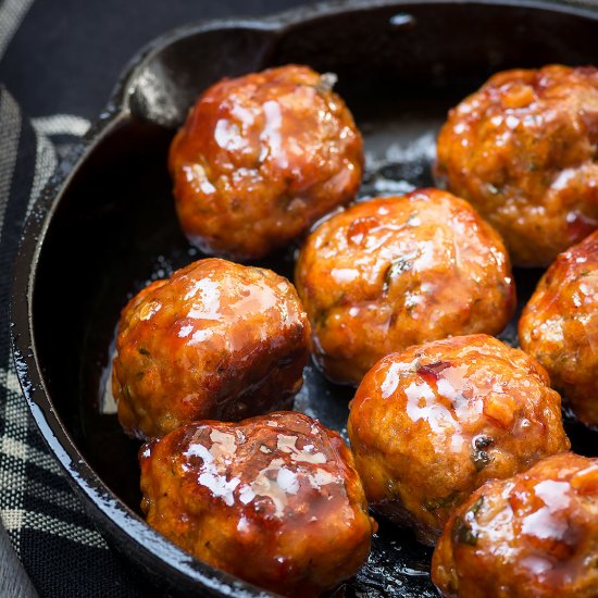 Turkey Meatballs with Spicy Glaze