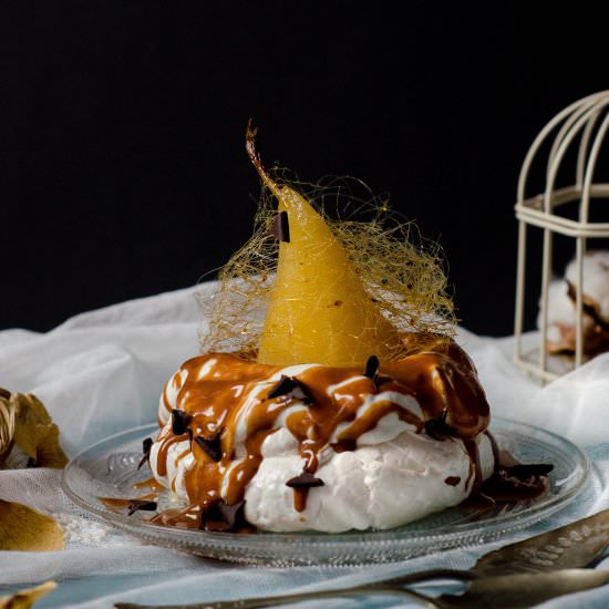 Caramel Pear Pavlova