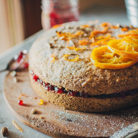 Red Berry Almond Buckwheat Cake