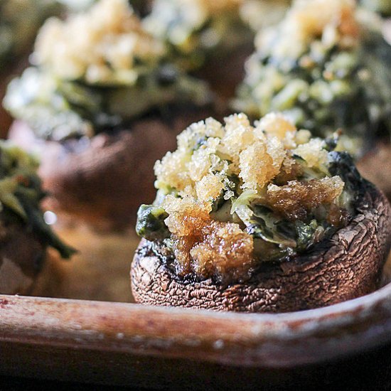 Tow-bite Spinach Stuffed Mushrooms