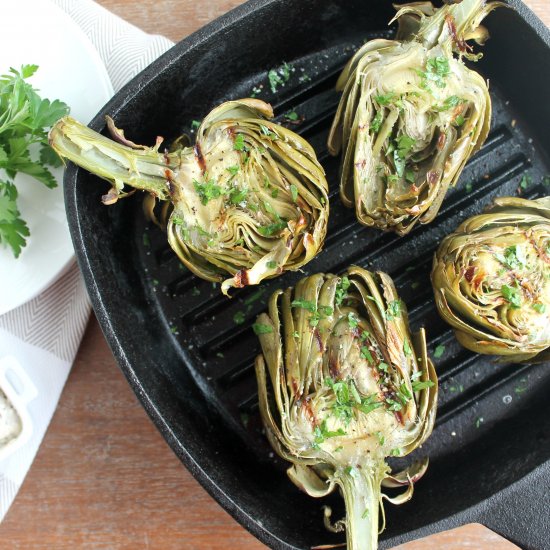 Roasted Artichokes w/ Truffle Aioli