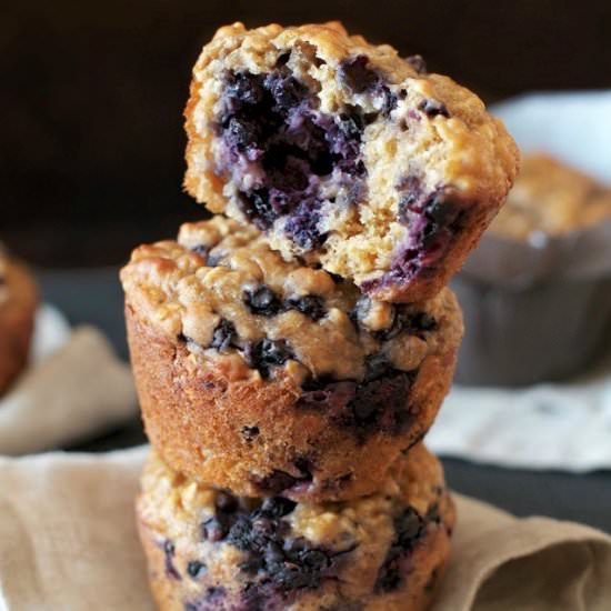 Blueberry Oat Greek Yogurt Muffins