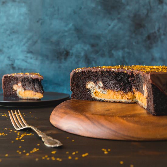 Chocolate Cake with Pumpkin Pie