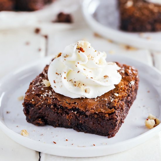 Brownies w/ Hazelnut Whipped Cream