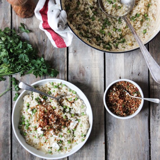 Goat Cheese and Pea Risotto