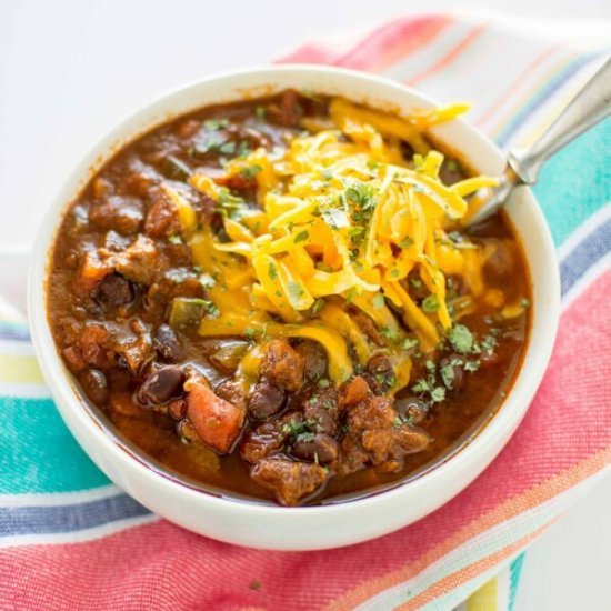 Slow Cooker Ancho Steak Chili