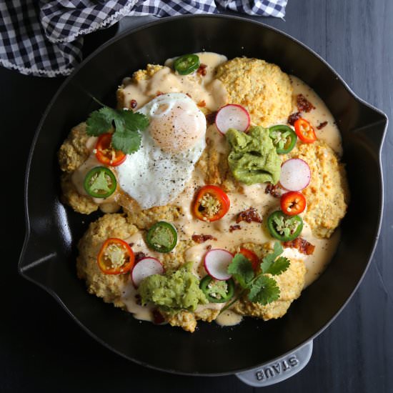 Skillet Biscuits w/ Pimento Gravy