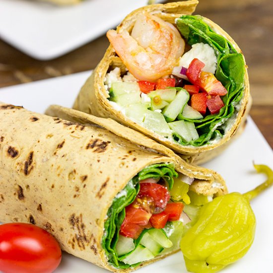 Greek Salad Wraps with Shrimp