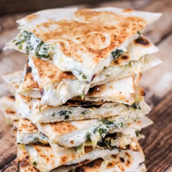 Spinach Artichoke Quesadillas