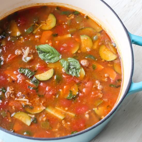 Italian Sausage, Orzo and Vegetable Soup