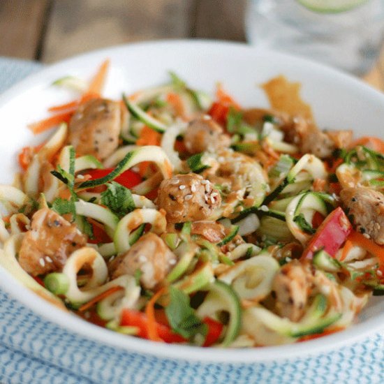 Chicken, Zoodles and Spicy PB Sauce