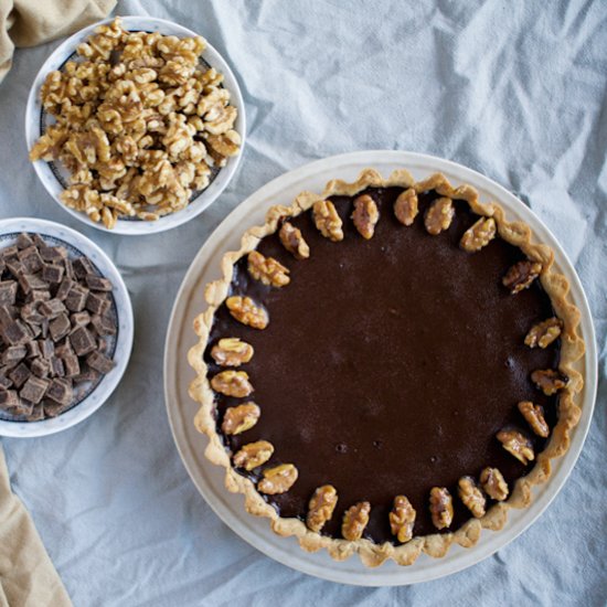 Caramel Chocolate Walnut Tart