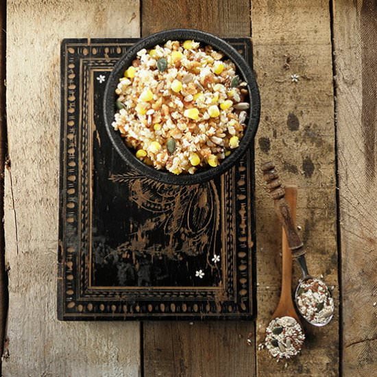 Peanut sweet corn rice salad