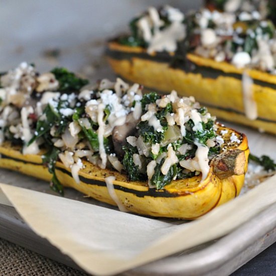 Kale and Quinoa-Stuffed Delicata