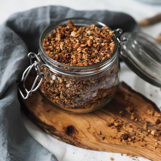 Lavender granola with almond milk