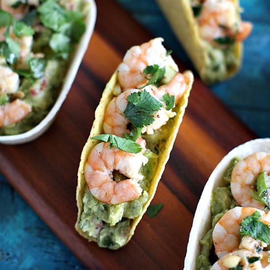 Guacamole Taco Boats with Shrimp