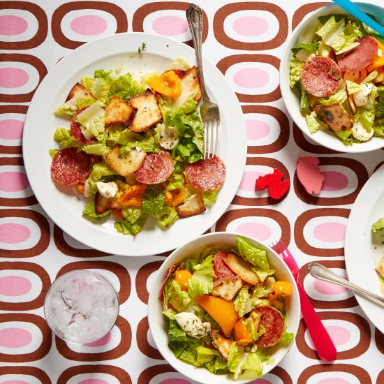 Antipasti salad with salami