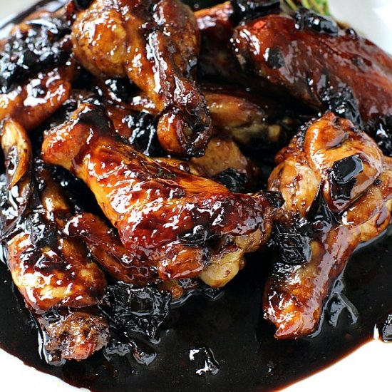 Sticky Red Wine Glazed Wings