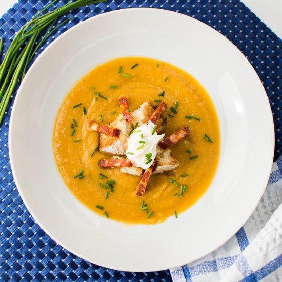 Roasted Sweet Potato & Chorizo Soup