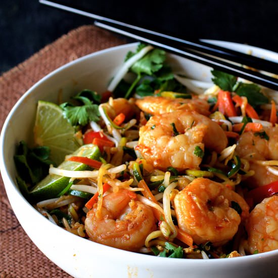 Shrimp Pad Thai Zucchini Noodles