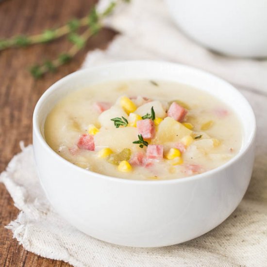 Slow Cooker Ham, Corn & Potato Soup