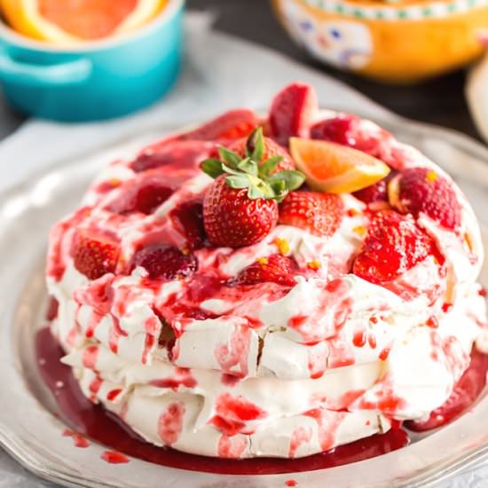 Berry Orange Pavlova Cake