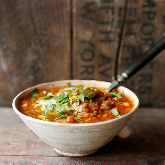 Red Lentil and Poblano Chile Soup