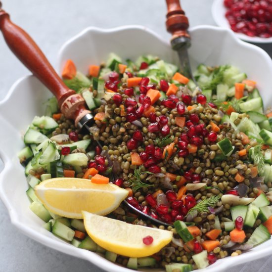 Mung Bean-Dill and Pomegranate Salad