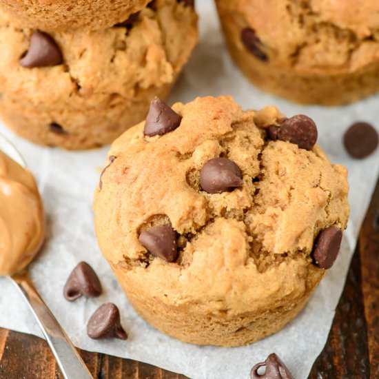 Peanut Butter Muffins + Chocolate