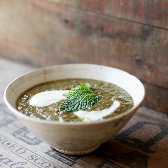 Creamy Black Lentil & Eggplant Soup