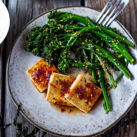 Chili Garlic Tofu w/ Broccolini