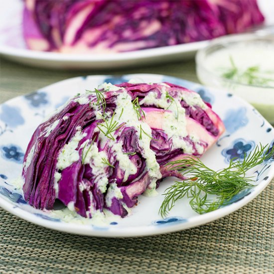 Grilled Cabbage w/ Dill Sauce