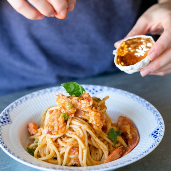 Lobster Pasta with Burrata Cheese