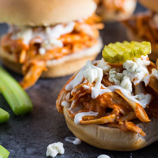 Shredded Buffalo Chicken Sliders