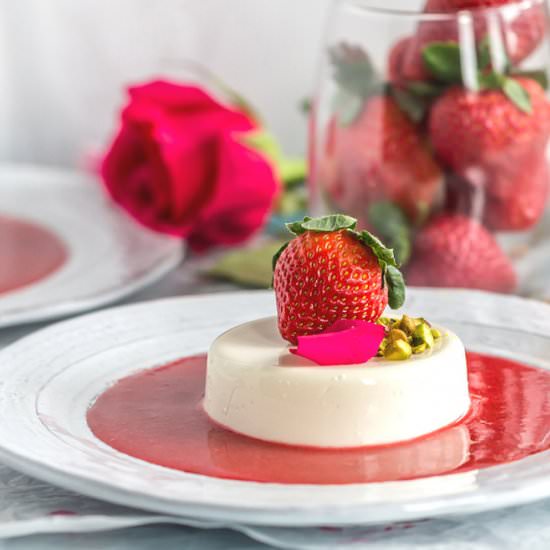 Rose Strawberry Panna Cotta