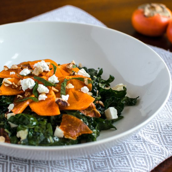 Persimmon, Prosciutto and Kale Salad