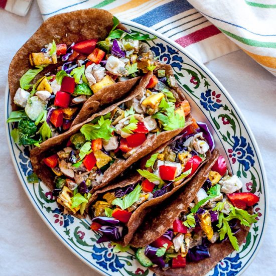 Rainbow Chicken Salad Soft Tacos