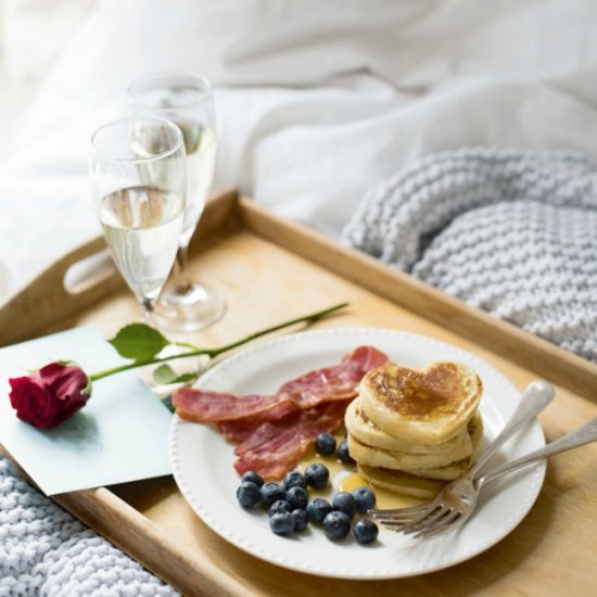 Heart-shaped American style pancake