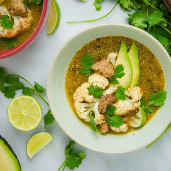 Pork & Roasted Cauliflower Verde