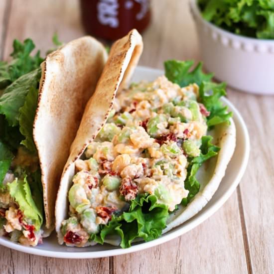 Spicy Chickpea Edamame Salad Pitas