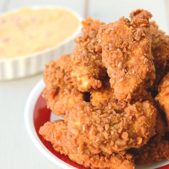 Pretzel Crusted Chicken Bites