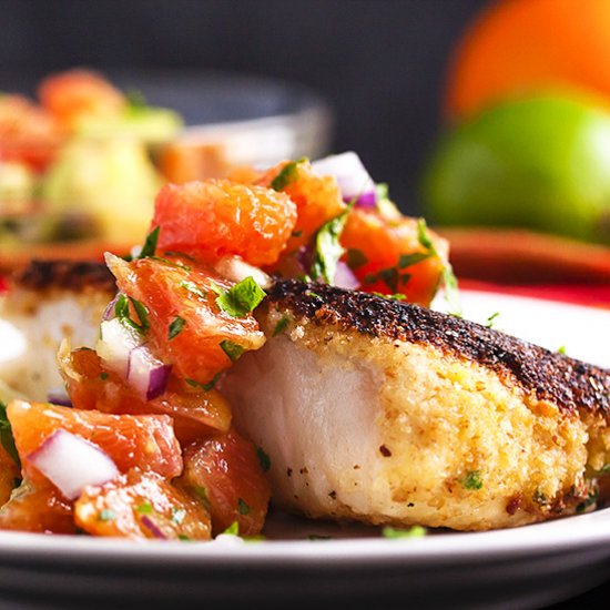 Oven Fried Cod with Orange Salsa